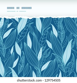 Blue Bamboo Leaves Horizontal Torn Seamless Pattern Background