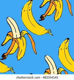 Blue banana fruit pattern