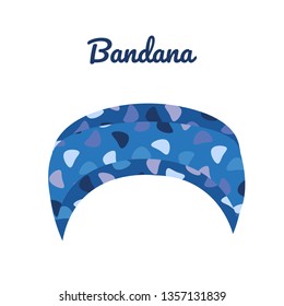 Blue bandana with print. Casual summer headdress