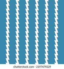 Blue bands with jagged edges, with white spaces between them. Simple geometric decoration. Zigzag pattern. Striped background.