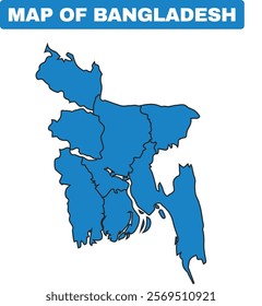 Blue Bangladesh country map border outline vector