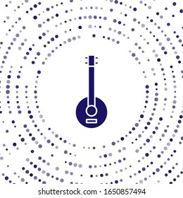 Blue Banjo icon isolated on white background. Musical instrument. Abstract circle random dots. Vector Illustration