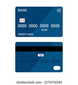 Blue Bank Card. Business Card Mockup. Vector Illustration. Stock Image.