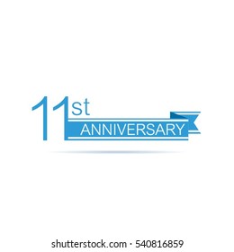 Blue banner 11st anniversary vector design