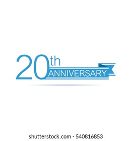 Blue Banner 20th Anniversary Vector Design