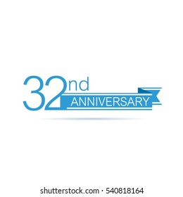 Blue banner 32nd anniversary vector design