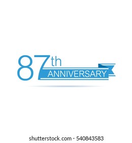 Blue banner 87th anniversary vector design