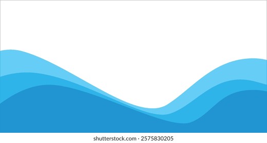 Blue banner, abstract green background with wave. vector