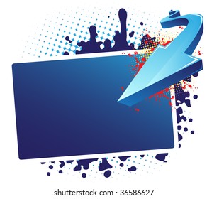 Blue banner and arrow
