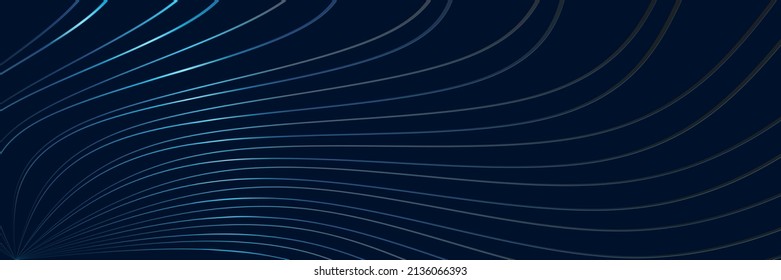 Blue Banner Background With Blue Line Wave Pattern Vector. Abstract Line Art Texture Banner. Design For Flyers, Web Posters, Bussiness Presentation Templates, Cover Designs Wallpaper, Prints.