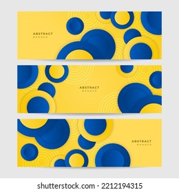 Blue banner background with orange and yellow color composition in abstract. Vector abstract graphic design banner pattern background template illustration.
