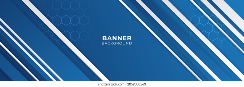 Blue banner background vector illustration - polygon abstract mosaic blue banner