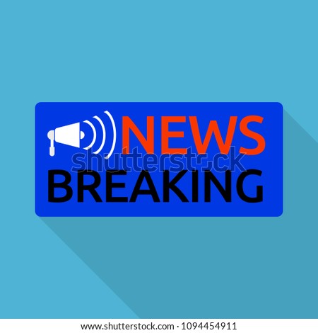 Blue banner breaking news logo. Flat illustration of blue banner breaking news vector logo for web design