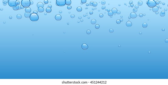 Blue banner with bubbles. Vector water illustration.