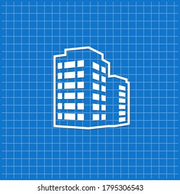 Banner azul con icono de construcción. Ilustración del vector