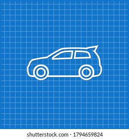 Banner azul con icono de auto. Ilustración del vector