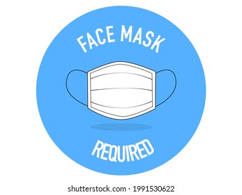 Blue banner in a circle, which indicates that it is mandatory to wear face masks, the latter is white, outlined in black	