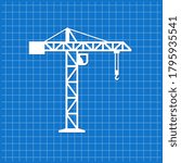 Blue banner with crane icon. Vector illustration