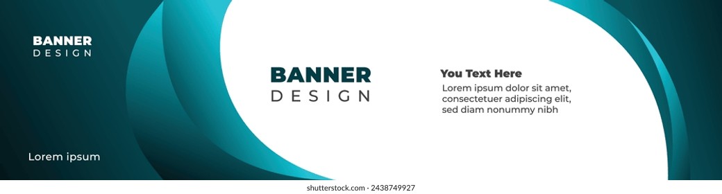 Un diseño de banner azul con letras. El banner está diseñado para transmitir una sensación de movimiento y fluidez