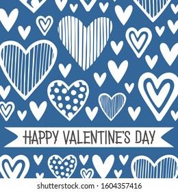 BLUE BANNER WITH DRAWN HEARTS IN VECTOR