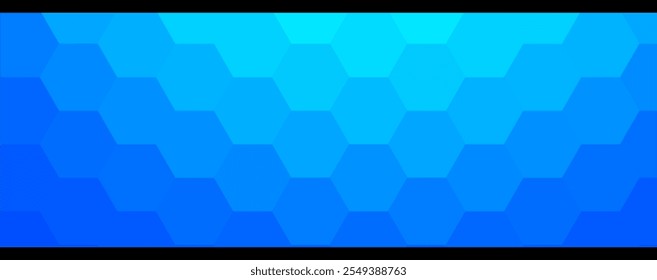 Anuncio azul con hexagonal, patrón de panal, Ilustración vectorial 3d.