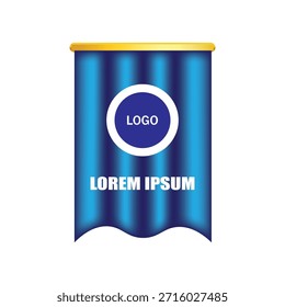 Anuncio Azul Con Logo Círculo Y Texto De Lorem Ipsum Para Marketing, Señalización O Exhibición