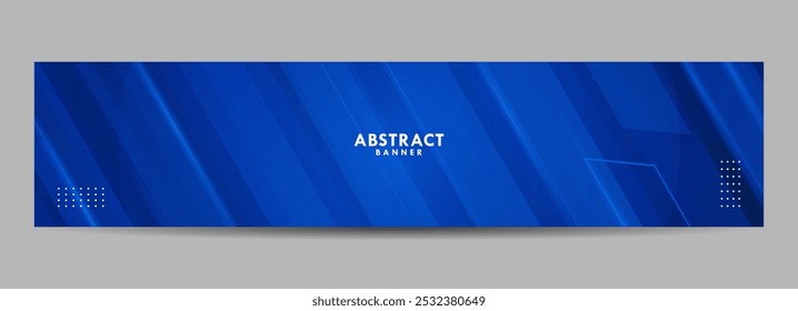 Blue banner modern geometric shapes background. Gradient abstract. Template for banner design background