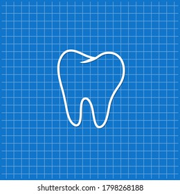 Blue banner with molar tooth icon. Vector illustration