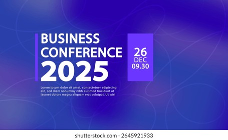 Blue Banner the online conference background. Web media event. Dynamic Background. Futuristic Poster for Corporate Meeting, Online Courses, Webinar, Seminar. Conference, Business Event Announcement.