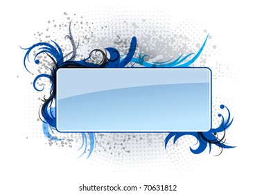 Blue banner with the ornaments