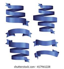 Blue Banner ribbon vector set isolated background