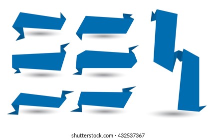 Blue Banner ribbon vector set