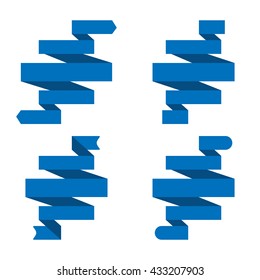 Blue banner ribbon vector set on isolated background