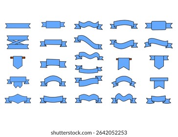 Blue banner ribbons and stripes. vector set of ribbons