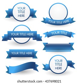  Blue banner set isolated on white background.