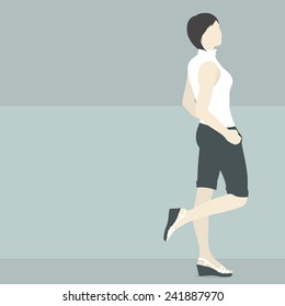 blue banner for shopping with vector girl