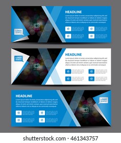 Blue Banner Template vector, horizontal banner,advertising display layout, flyer design