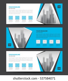 Blue Banner template vector, Horizontal header, advertising, business flyer design