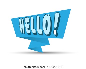 Blue banner with the word HELLO. Simple stock vector illustration