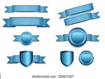 Blue Banners with Shield and Rosette