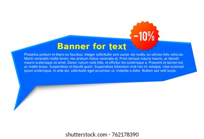 Blue Banners for text design with communication bubbles border, isolated on white background. Vector abstract illustration of Eps 10. Theme black friday, big sales, to edit connection of messages