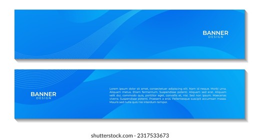 blue banners with wave abstract gradient background