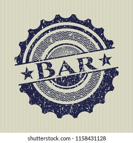 Blue Bar distressed rubber stamp with grunge texture