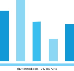 Gráfico de barras azules en orden ascendente éxito de crecimiento. Informe de análisis de estadísticas de progreso del gráfico financiero. Infografía económica aislada de fondo blanco