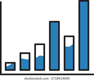 Gráfico de barras azules con aumento de altura y niveles de relleno azul Datos del gráfico de barras
