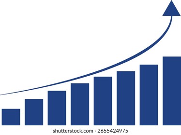 Blue Bar Graph Showing Exponential Growth Upward Trend Data Chart Increase Statistics Business Finance