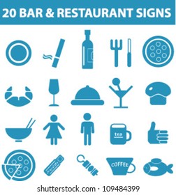 blue bar icons set, vector