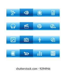 Blue bar media icons