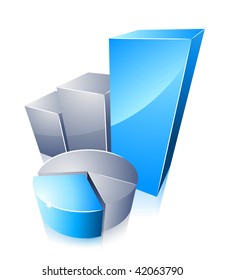Blue bar and pie graph