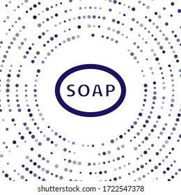 Blue Bar of soap icon isolated on white background. Soap bar with bubbles. Abstract circle random dots. Vector Illustration